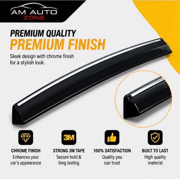 Air Press Sun Visor with Chrome for Hyundai Tucson Maximus 2020 2021 2022 2023 2024 2025 | 6 PCS Rain Guard Window Deflector | AM Auto Zone