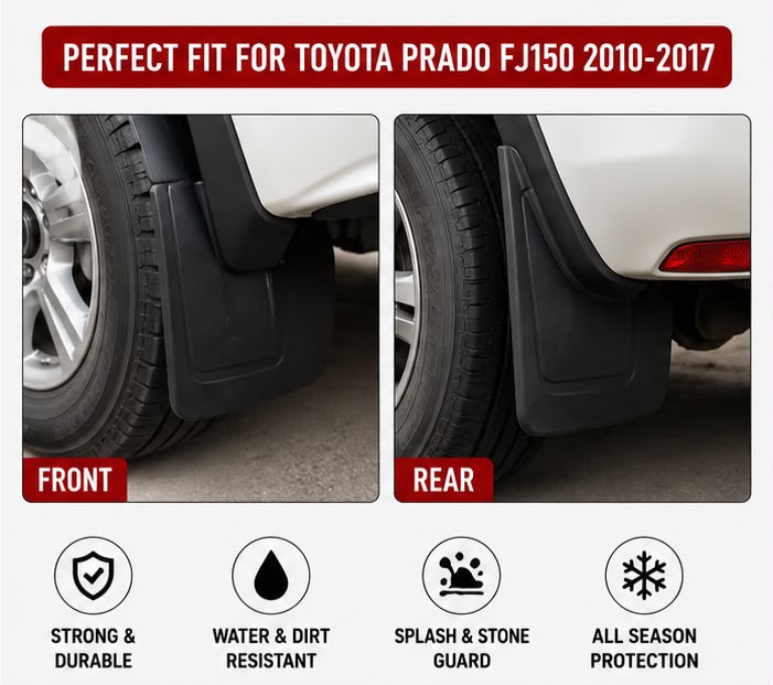 Toyota Prado FJ150 Mud Flaps Set 2010 2011 2012 2013 2014 2015 2016 2017 | Front & Rear Splash Guards