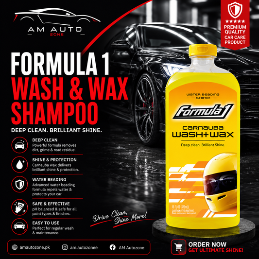 Formula 1 Carnauba Wash & Wax Shampoo – Premium Car Wash Soap with Brilliant Shine & Wax Protection (473ml)