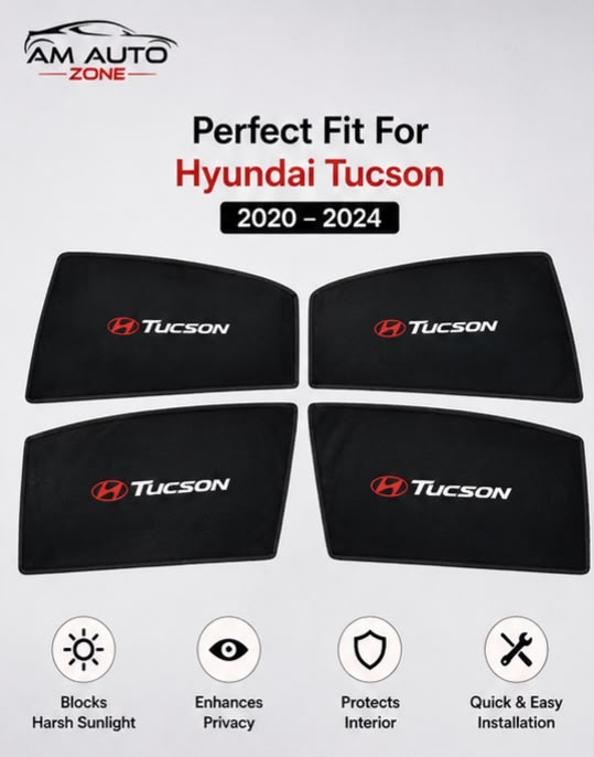 Hyundai Tucson Foldable & Flexible Side Sun Shade with Logo | 2020, 2021, 2022, 2023, 2024