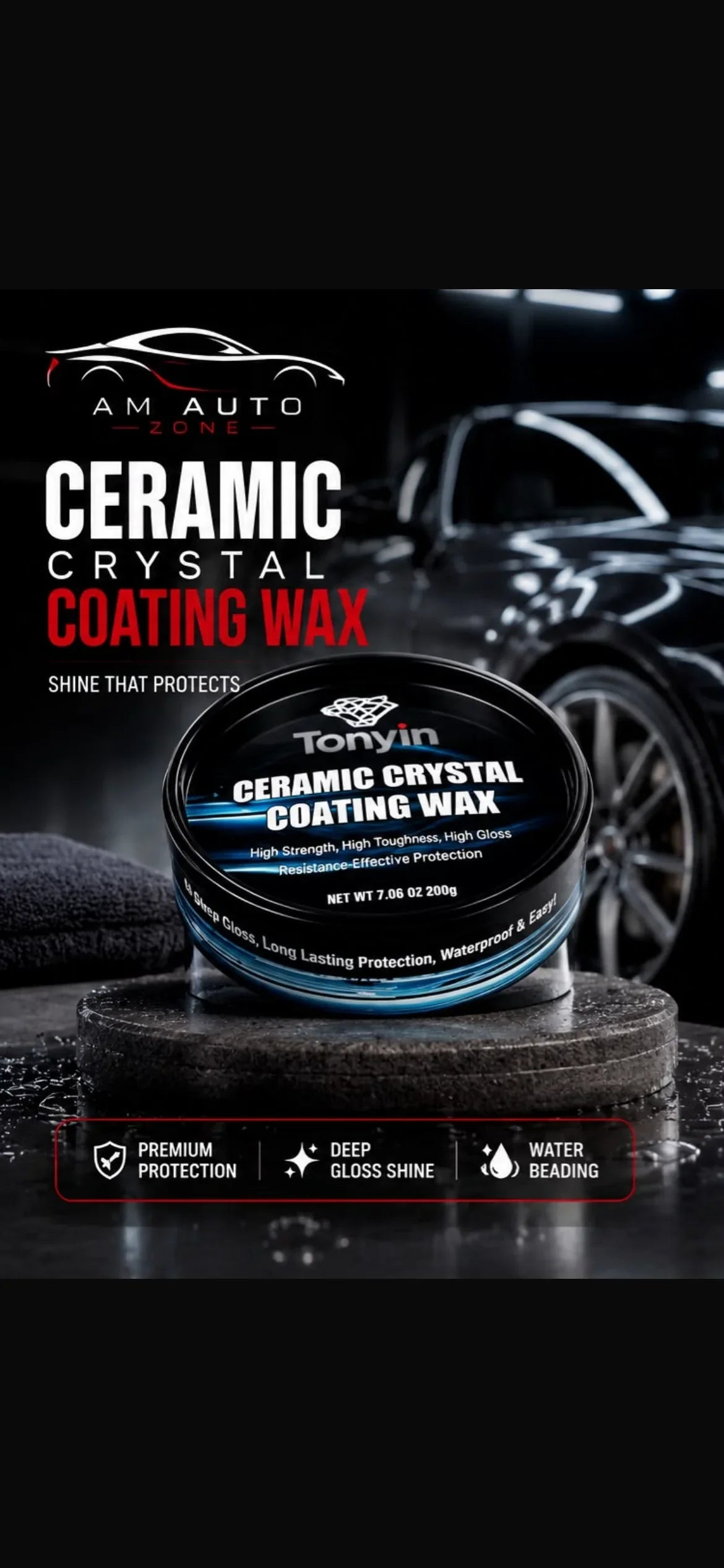 Tonyin Ceramic Crystal Coating Wax – 200g | Premium Car Protection Wax