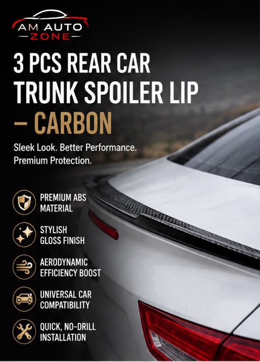 3PC Carbon Trunk Spoiler Lip | Universal Rear Bumper Spoiler