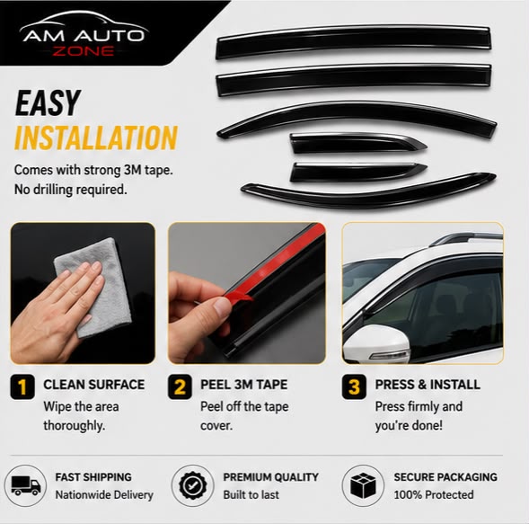Air Press Sun Visor with Chrome for Glory 580 Maximus TXR 6 PCS | Rain Guard Window Deflector | Wind Deflector | UV Resistant | Easy Installation