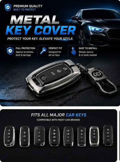 Premium Metal Car Key Case Cover with Keychain – Smart Remote Key Protector All cars