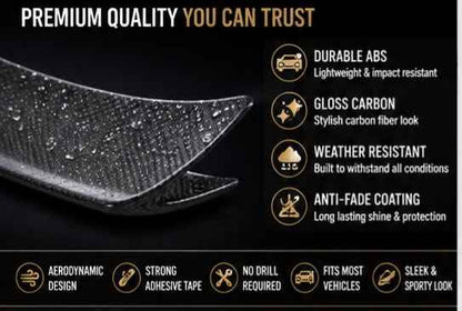 3PC Carbon Trunk Spoiler Lip | Universal Rear Bumper Spoiler