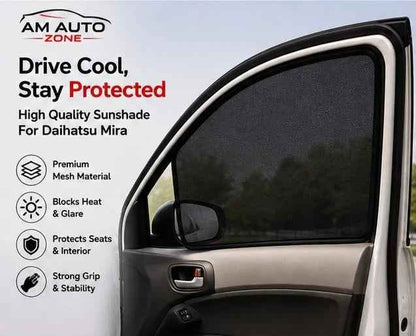 Daihatsu Mira Foldable & Flexible Magnetic Side Sun Shades with Logo (2006–2007-2028-2009-2010-2011-2012-2013-2014-2015-2016-2017-2018) – Set of 4