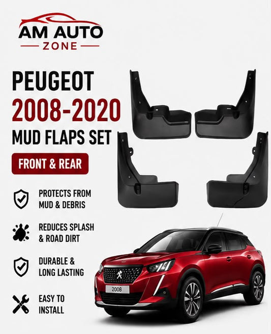 PEUGEOT  Mud Flaps Set 2008 to 2020 | Front & Rear Splash Guards