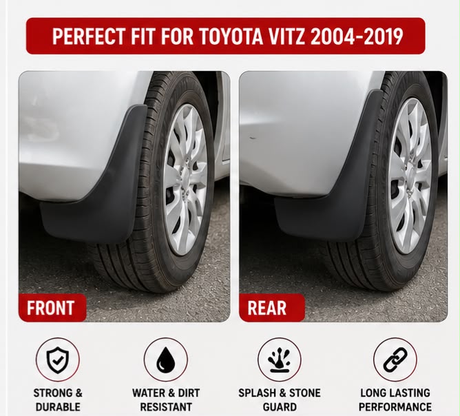 Toyota Vitz Mud Flaps 2004 2005 2006 2007 2008 2009 2010 2011 2012 2013 2014 2015 2016 2017 2018 2019 | Splash Guards