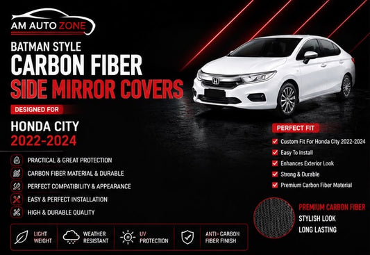 Batman Style Carbon Fiber Side Mirror Covers – Honda City 2022–2023-2024