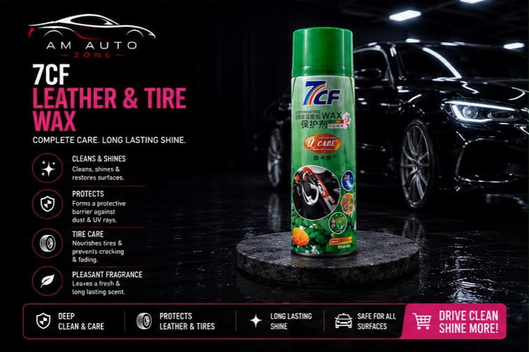 7CF Leather & Tire Wax Spray 450ml – Multi-Purpose Interior & Exterior Shine & Protection