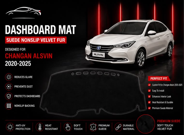 Dashboard Mat for Changan Alsvin 2020, 2021, 2022, 2023, 2024 & 2025 | Premium Suede Non-Slip Dashboard Cover | Heat Resistant Anti-Glare Dash Mat | AM Auto Zone