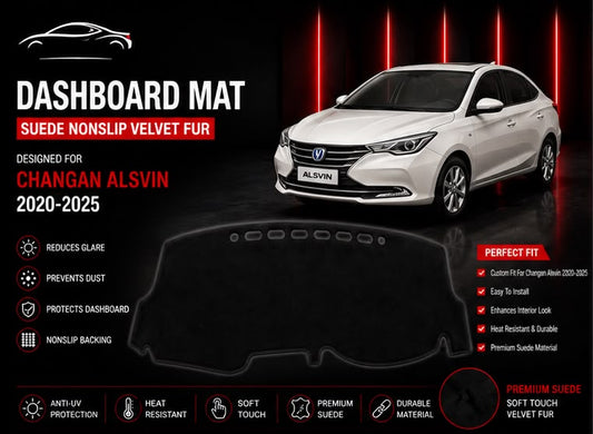 Dashboard Mat for Changan Alsvin 2020, 2021, 2022, 2023, 2024 & 2025 | Premium Suede Non-Slip Dashboard Cover | Heat Resistant Anti-Glare Dash Mat | AM Auto Zone