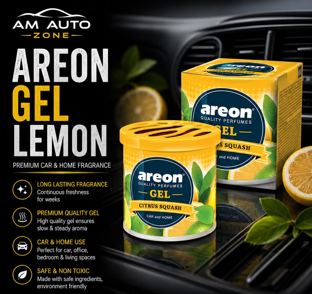 Areon Gel Lemon (Citrus Squash) Car & Home Air Freshener | Long Lasting Gel Fragrance