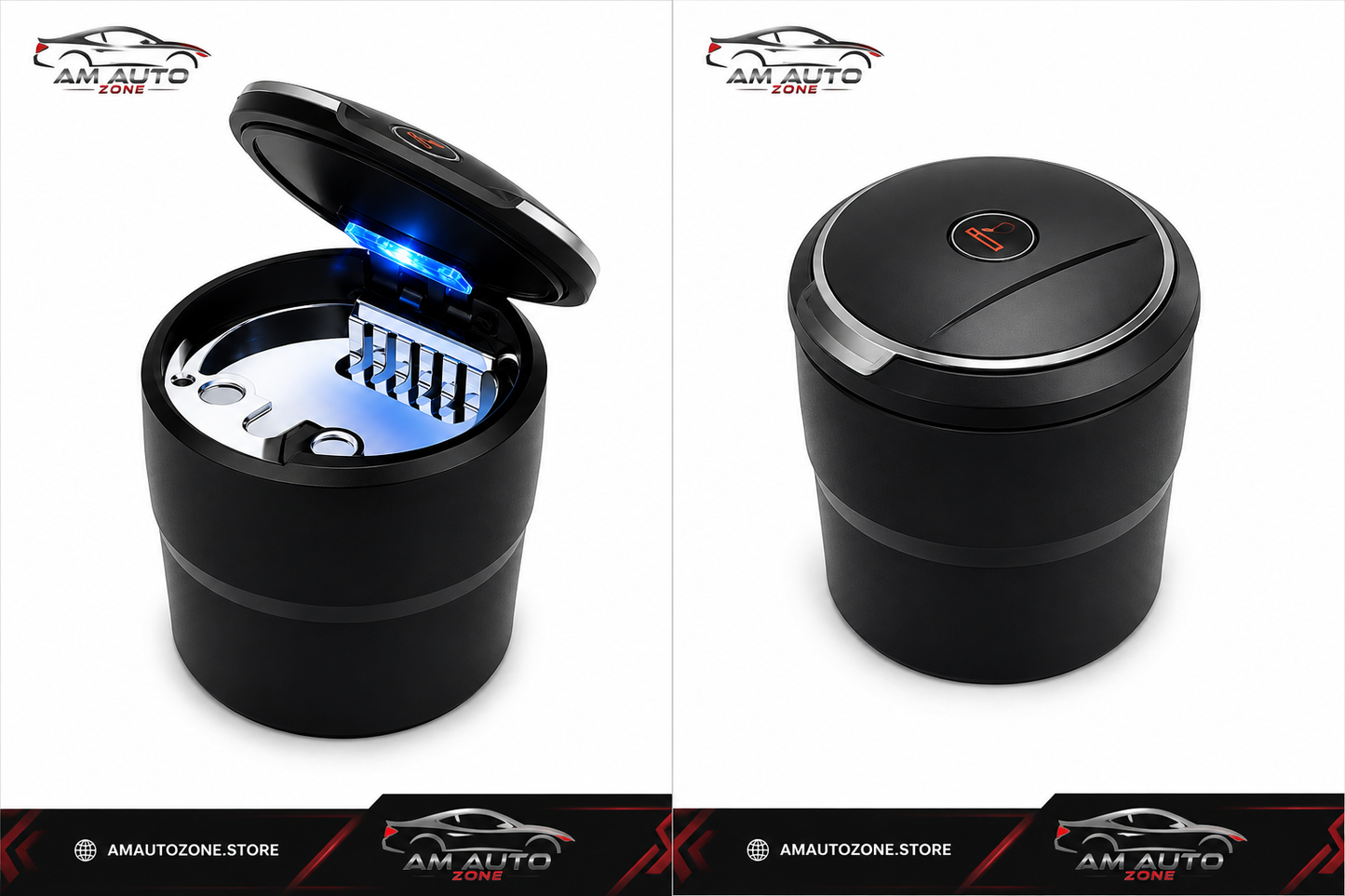 Premium LED Car Ashtray – Smokeless | Universal Cup Holder Fit | Blue LED Light