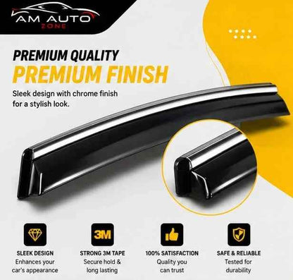 KIA Picanto Maximus TXR Air Press Sun Visor with Chrome 4PCS | Window Wind Deflectors | KIA Picanto 2018 2019 2020 2021 2022 2023 2024 2025 | AM Auto Zone