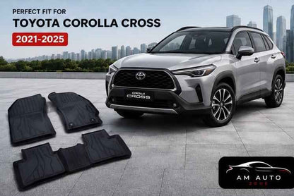 Toyota Corolla Cross TPE Floor Mats | Premium 3D Custom Fit All Weather Car Floor Liners | Toyota Corolla Cross 2021, 2022, 2023, 2024 & 2025 | AM Auto Zone