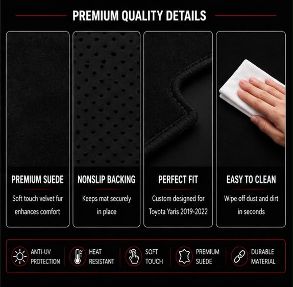 Toyota Yaris Dashboard Mat 2019 2020 2021 2022 | Premium Suede Non-Slip Dashboard Cover | Anti-UV Heat Resistant Dash Protector
