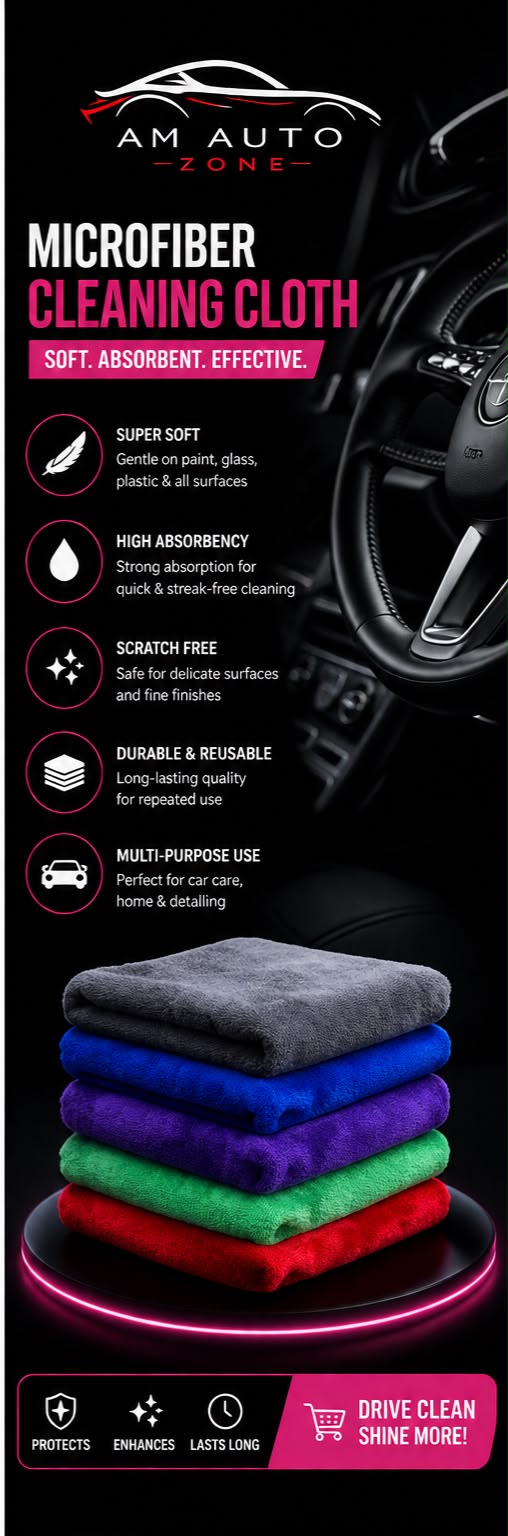 AM Auto Zone Super Soft Microfiber Cleaning Cloth – Ultra Absorbent Scratch-Free Car Detailing Towel 40x60 300GSM