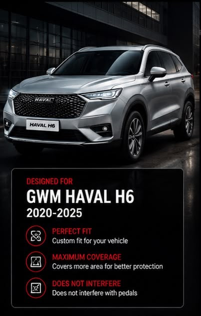 GWM Haval H6 2020–2025 Premium TPE Floor Mats | Waterproof All Weather Custom Fit Car Floor Liners