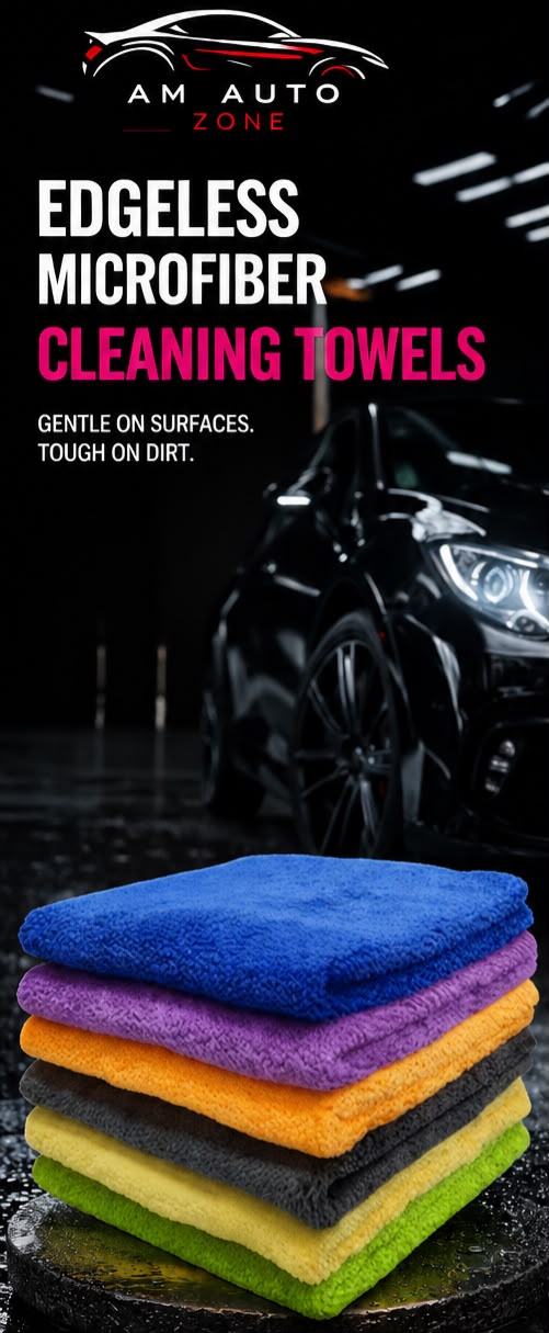 AM Auto Zone – Edgeless Microfiber Cleaning Towels (Pack of 6) | 40x40 CM | 450 GSM
