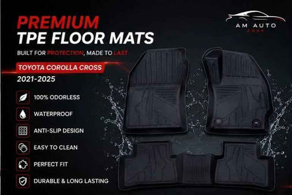 Toyota Corolla Cross TPE Floor Mats | Premium 3D Custom Fit All Weather Car Floor Liners | Toyota Corolla Cross 2021, 2022, 2023, 2024 & 2025 | AM Auto Zone