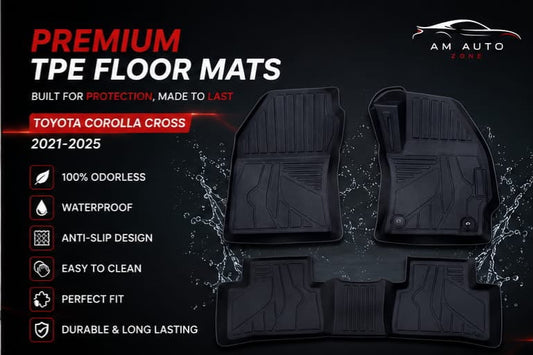 Toyota Corolla Cross TPE Floor Mats | Premium 3D Custom Fit All Weather Car Floor Liners | Toyota Corolla Cross 2021, 2022, 2023, 2024 & 2025 | AM Auto Zone