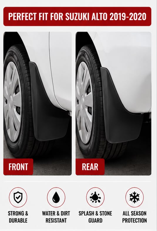 Suzuki Alto Genuine Type Mud Flaps Set 2019 2020 | Front & Rear Splash Guards