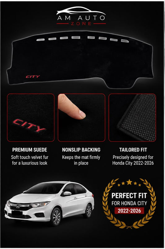 Honda City Dashboard Mat (2022–2023-2024-2025-2026) – Premium Suede Non-Slip Dashboard Cover | AM Auto Zone