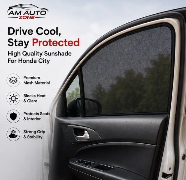 Honda City Foldable & Flexible Side Sun Shade with Logo | 2003, 2004, 2005, 2006
