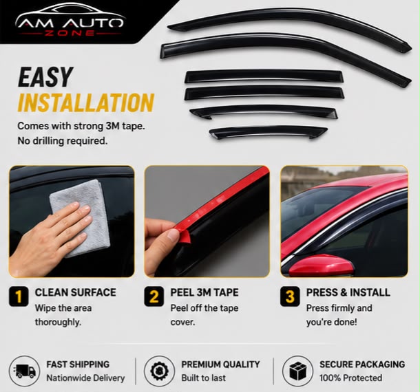 Honda Civic 2022 2023 2024 2025 2026 Maximus TXR Air Press Sun Visor with Chrome 6PCS | Window Wind Deflectors | AM Auto Zone