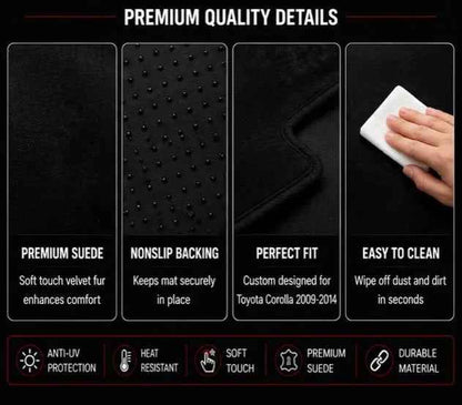 Toyota Corolla Dashboard Mat 2009 2010 2011 2012 2013 2014 | Premium Suede Non-Slip Dashboard Cover | Anti-UV Heat Resistant Dash Protector