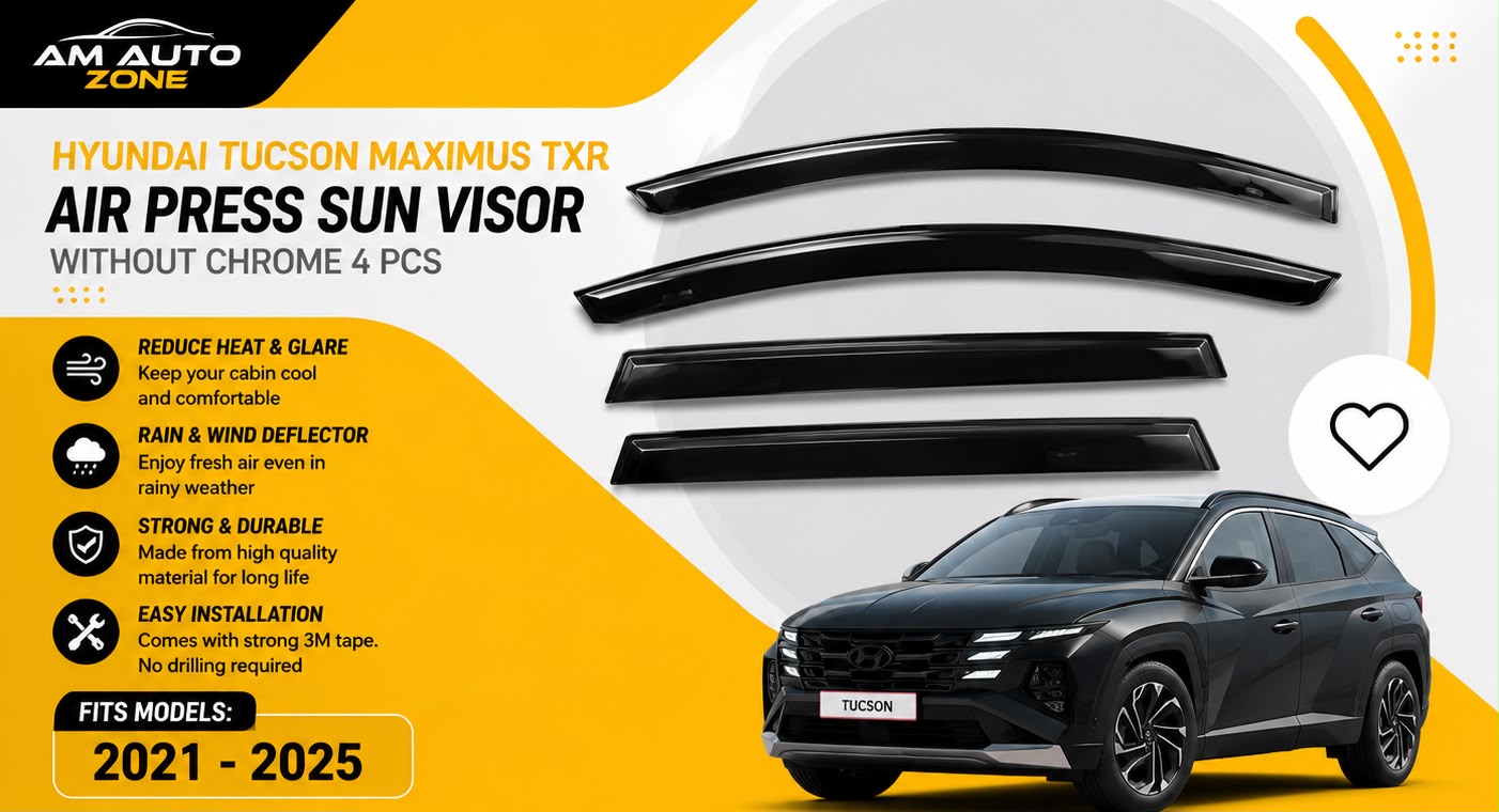 Air Press Sun Visor for Hyundai Tucson Maximus TXR 2021 2022 2023 2024 2025 | Without Chrome Rain Guard Window Deflector