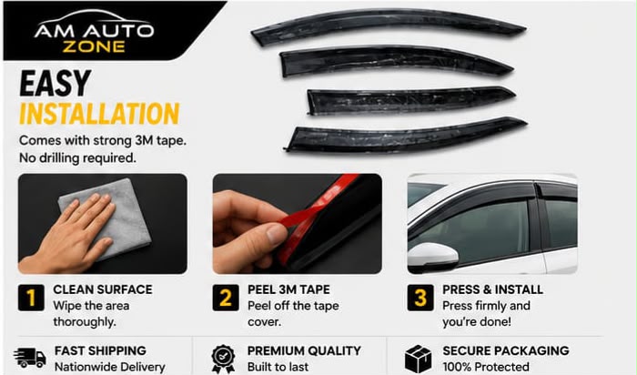 Honda City Maximus TXR 2021, 2022, 2023, 2024, 2025, 2026 Air Press Sun Visor | Without Chrome | 4 PCS | Rain & Wind Deflector