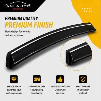 Air Press Sun Visor with Chrome for Toyota Fortuner | Rain Guard Window Visor Deflector | Wind Deflector | UV Resistant | Easy Installation