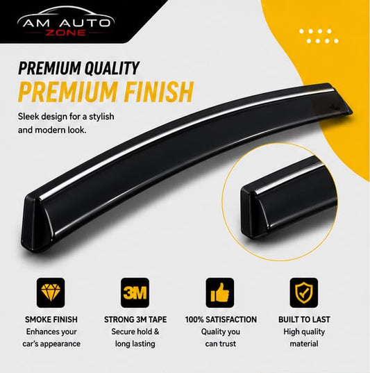 Air Press Sun Visor with Chrome for Toyota Fortuner | Rain Guard Window Visor Deflector | Wind Deflector | UV Resistant | Easy Installation