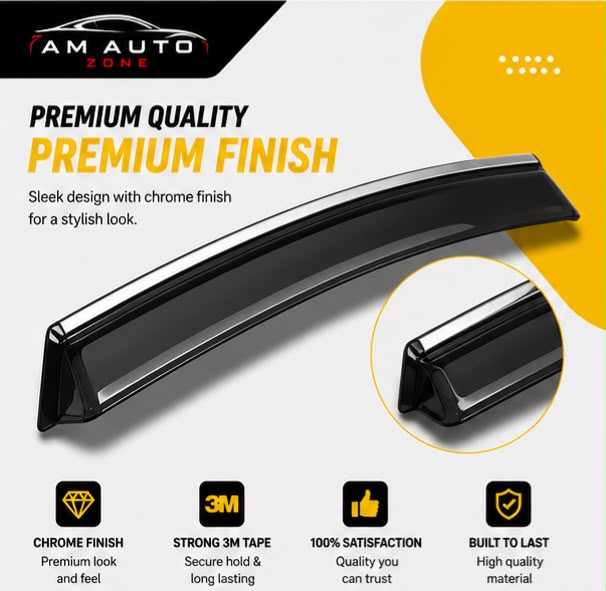 Proton X70 Maximus TXR Air Press Sun Visor with Chrome 4PCS | Window Wind Deflectors | AM Auto Zone