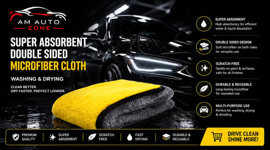 AM Auto Zone Super Absorbent Double Sided Microfiber Cloth – Premium Car Drying & Detailing Towel 40x45