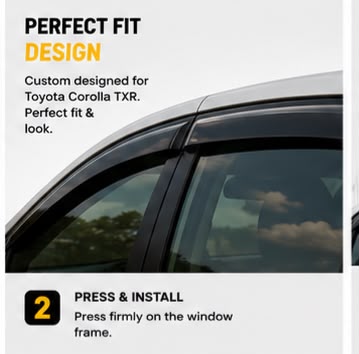 Air Press Sun Visor Without Chrome for Toyota Corolla TXR 2008 2009 2010 2011 2012 2013 2014 2015 2016 2017 2018 2019 2020 2021 2022 2023 2024 2025 2026| 4 PCS Rain Guard Window Deflector