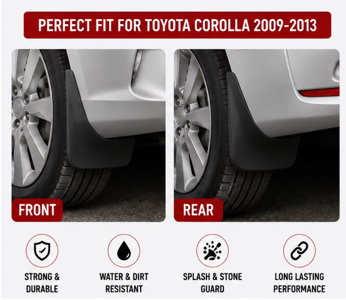 Toyota Corolla Mud Flaps Set 2009 2010 2011 2012 2013 | Front & Rear Splash Guards