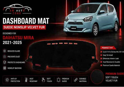 Dashboard Mat for Daihatsu Mira 2021, 2022, 2023, 2024 & 2025 | Premium Suede Non-Slip Velvet Dashboard Cover | Heat Resistant Anti-Glare Dash Protector | AM Auto Zone