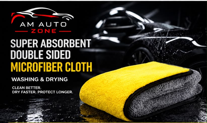 AM Auto Zone Super Absorbent Double Sided Microfiber Cloth – Premium Car Drying & Detailing Towel 40x45