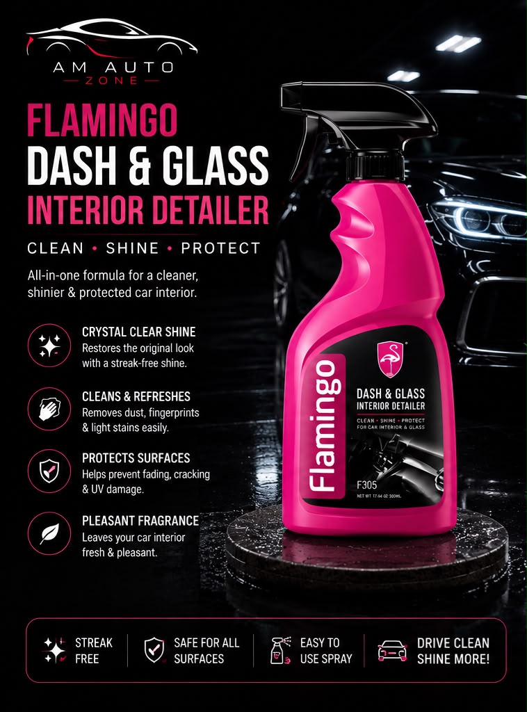 Flamingo Dash & Glass Interior Detailer Spray 500ml – Car Dashboard & Glass Cleaner