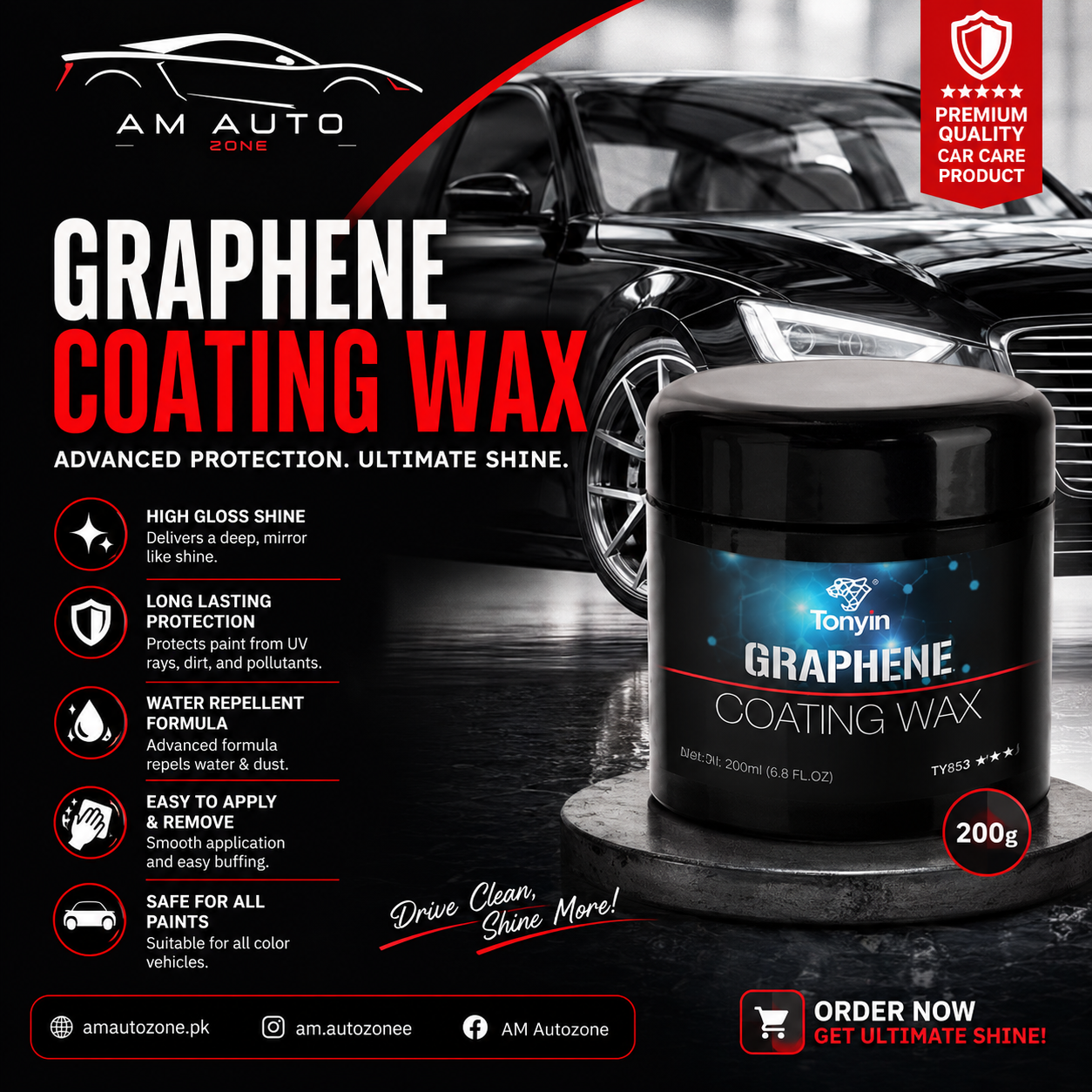 Tonyin Graphene Coating Wax 200ml – High Gloss Car Paint Protection Wax