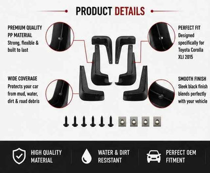 Toyota Corolla XLI Mud Flaps Set 2015 | Front & Rear Splash Guards