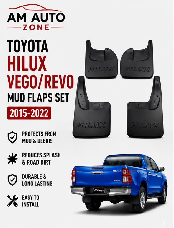 Toyota Hilux Vigo / Revo Mud Flaps Set 2015 2016 2017 2018 2019 2020 2021 2022 | Front & Rear Splash Guards