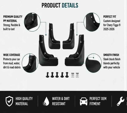 Chery Tiggo 9 Mud Flaps Set 2025 2026 | Front & Rear Splash Guards