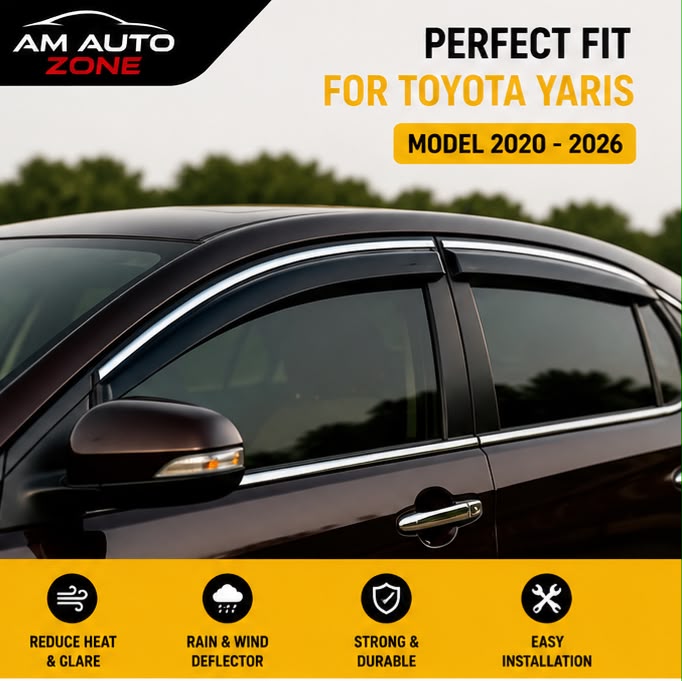 Toyota Yaris Maximus TXR Air Press Sun Visor with Chrome 4PCS | Toyota Yaris 2020 2021 2022 2023 2024 2025 2026 | Rain Guard Window Deflector