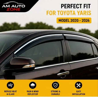 Toyota Yaris Maximus TXR Air Press Sun Visor with Chrome 4PCS | Toyota Yaris 2020 2021 2022 2023 2024 2025 2026 | Rain Guard Window Deflector