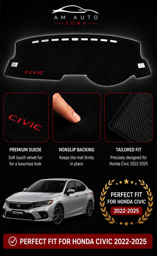 Honda Civic 2022–2023-2024-2025-2026 Dashboard Mat – Premium Suede Non-Slip Velvet Fur | AM Auto Zone