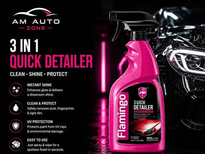 Flamingo 3 in 1 Quick Detailer Spray 500ml | Instant Car Shine & Surface Cleaner